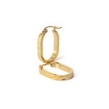 Hammered Gold Tone Rectangular Textured Hoop Earrings