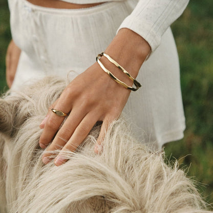Hammered Organic Gold Tone Bangle
