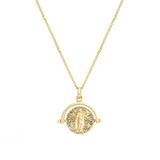 Spinning Coin Gold Tone Pendant Necklace