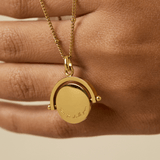 Spinning Coin Gold Tone Pendant Necklace
