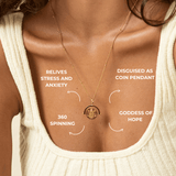 Spinning Coin Gold Tone Pendant Necklace