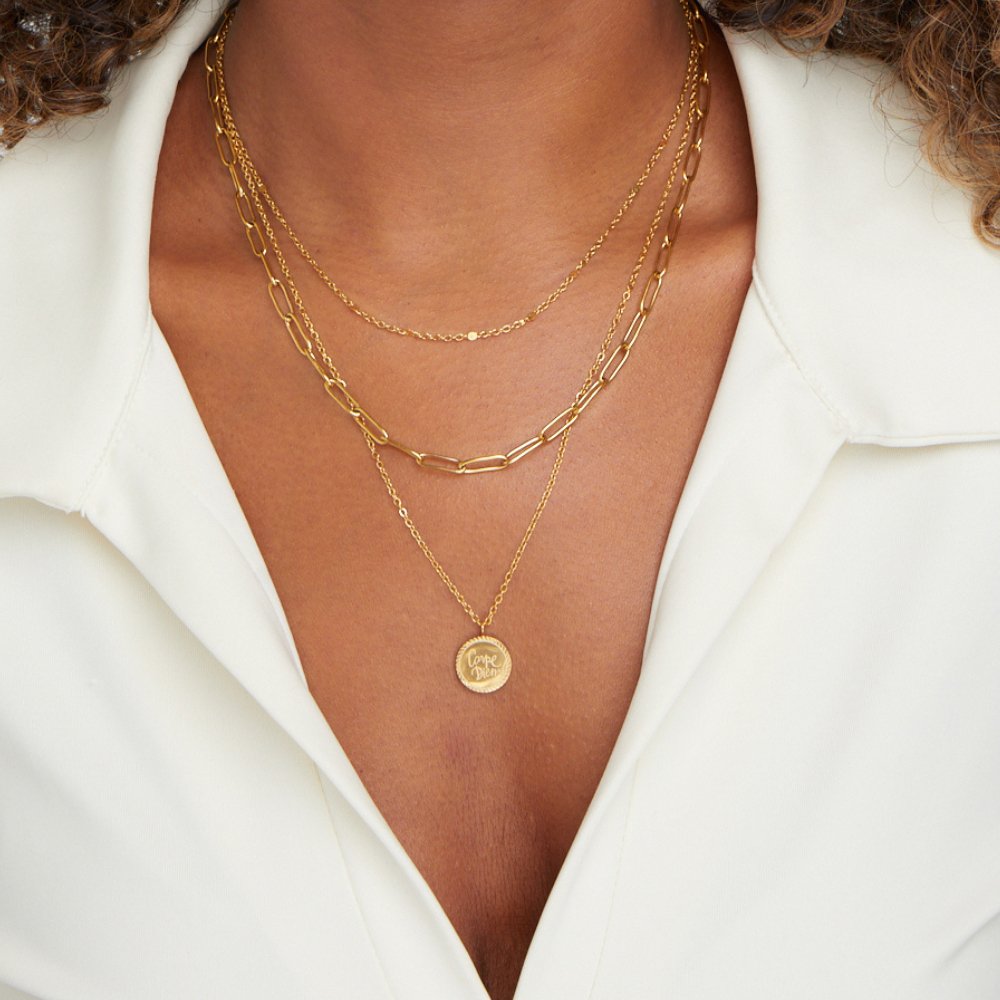 3-Layer Gold-Tone Necklace Set