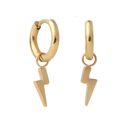 Lightning – Gold-Tone Huggie Hoop Earrings with Bolt Charms