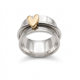 Mixed Metal Heart Spinner Ring