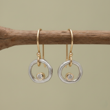 Mixed Metal Textured Circle Drop Earrings