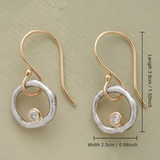 Mixed Metal Textured Circle Drop Earrings