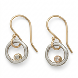 Mixed Metal Textured Circle Drop Earrings