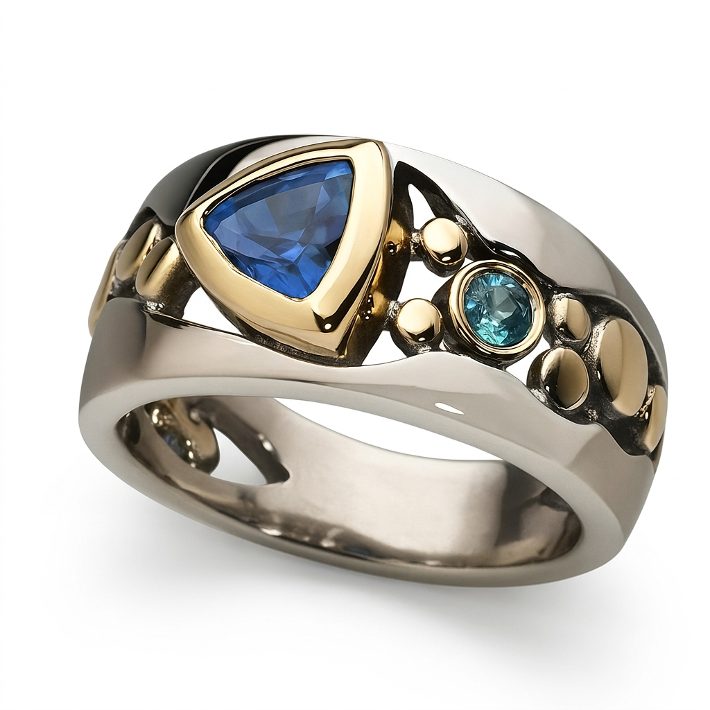 Mixed Metal Wide Band Ring