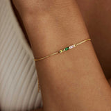Multi Color Baguette Stone Gold Tone Bracelet