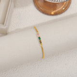 Multi Color Baguette Stone Gold Tone Bracelet