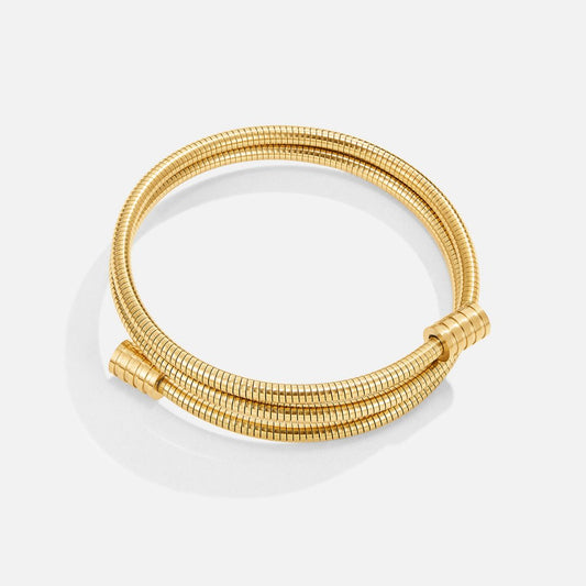 Twisted Multi Layer Gold-Tone Snake Chain Bracelet