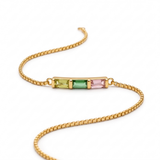 Multi Color Baguette Stone Gold Tone Bracelet