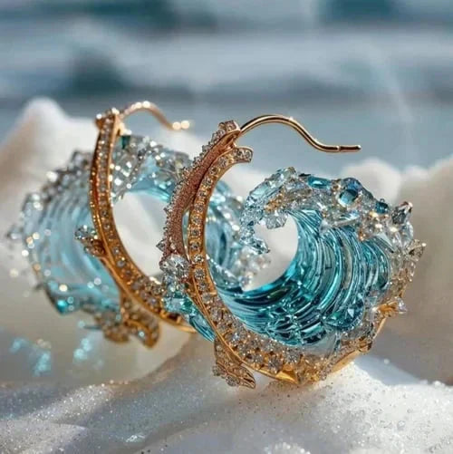 Ocean Wave Hoop Earrings