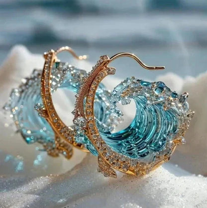 Ocean Wave Hoop Earrings