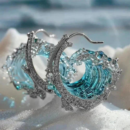 Ocean Wave Hoop Earrings