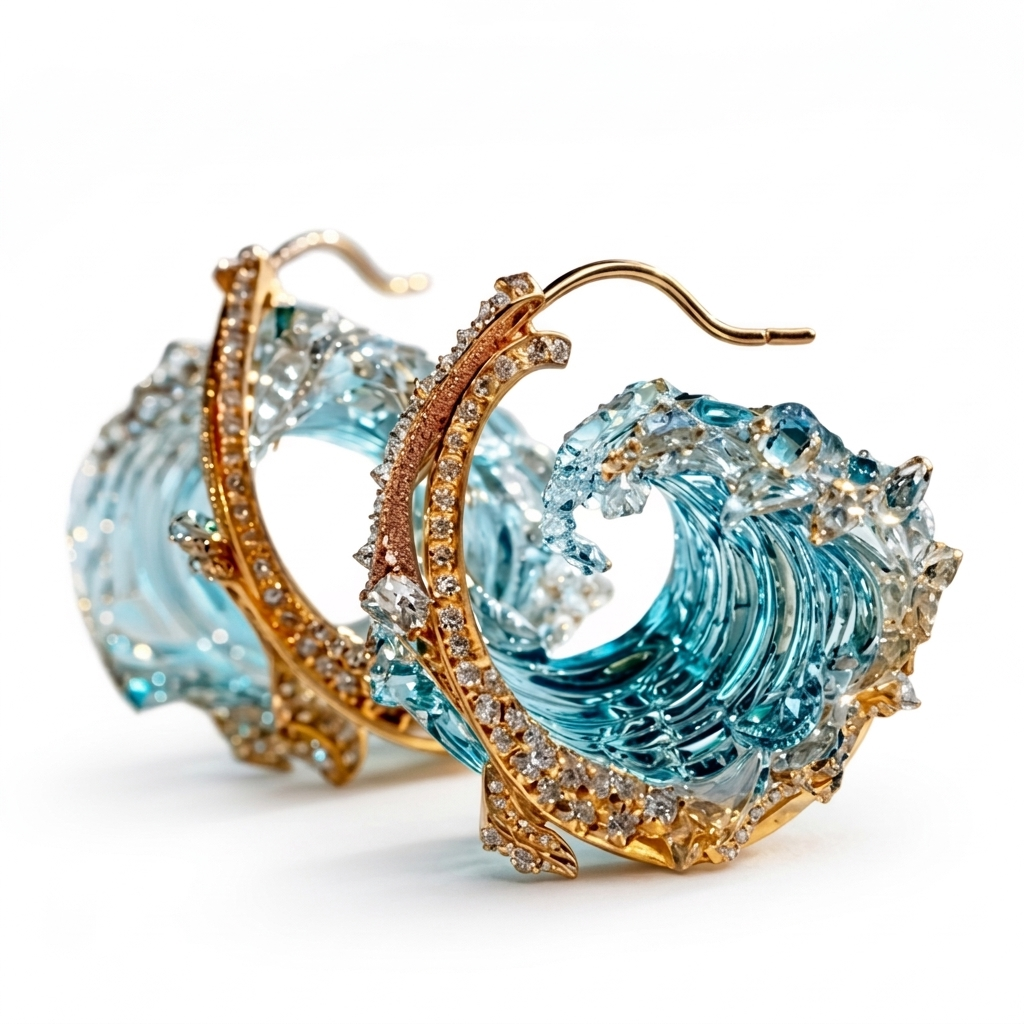 Ocean Wave Hoop Earrings