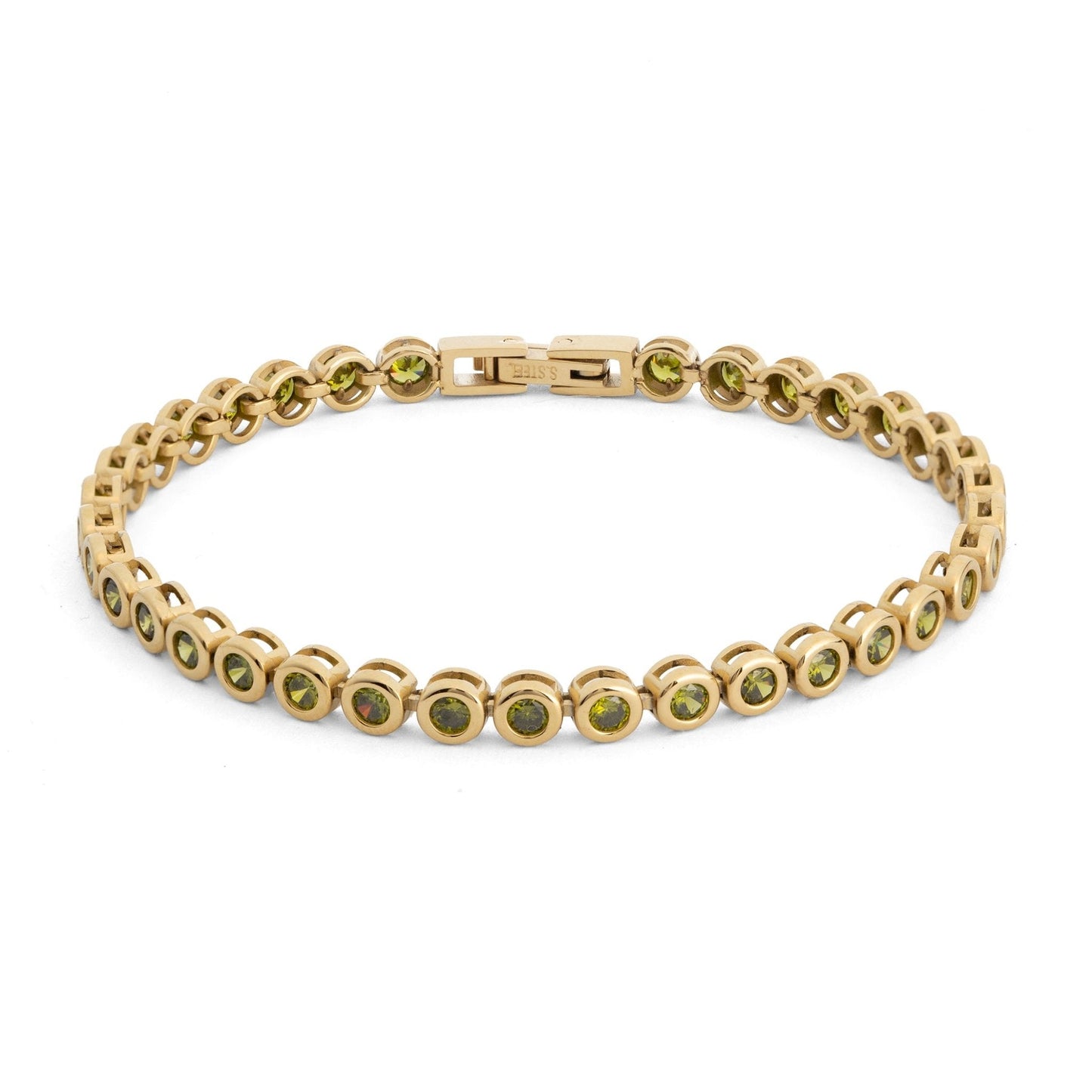 Olive Green Bezel Set Tennis Bracelet