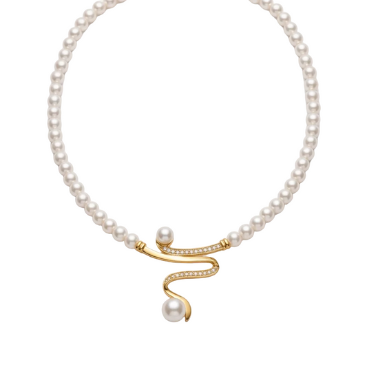 Pearl & Wavy Gold-Tone Jewelry Set