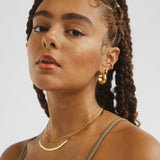 Polished Gold-Tone Flat Snake Chain Necklace