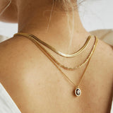 Polished Gold-Tone Flat Snake Chain Necklace