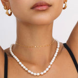 Polished Gold-Tone Petal Link Chain Necklace