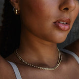 Polished Gold Tone Rope Chain Necklace
