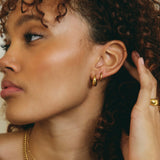 Polished Gold Tone Tapered Dome Hoop Earrings