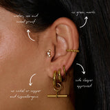 Polished Gold Tone Tapered Dome Hoop Earrings
