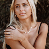 Silver-Tone Flat Herringbone Choker Necklace