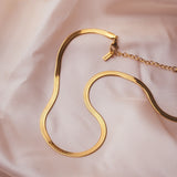 Silver-Tone Flat Herringbone Choker Necklace