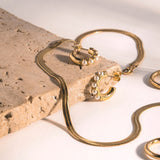 Silver-Tone Flat Herringbone Choker Necklace