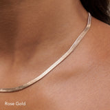 Silver-Tone Flat Herringbone Choker Necklace