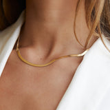 Silver-Tone Flat Herringbone Choker Necklace