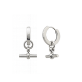 Silver-Tone Huggie Hoop Earrings with T-Bar Charms