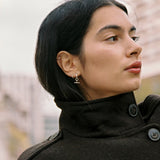 Silver-Tone Huggie Hoop Earrings with T-Bar Charms
