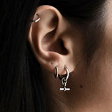 Silver-Tone Huggie Hoop Earrings with T-Bar Charms