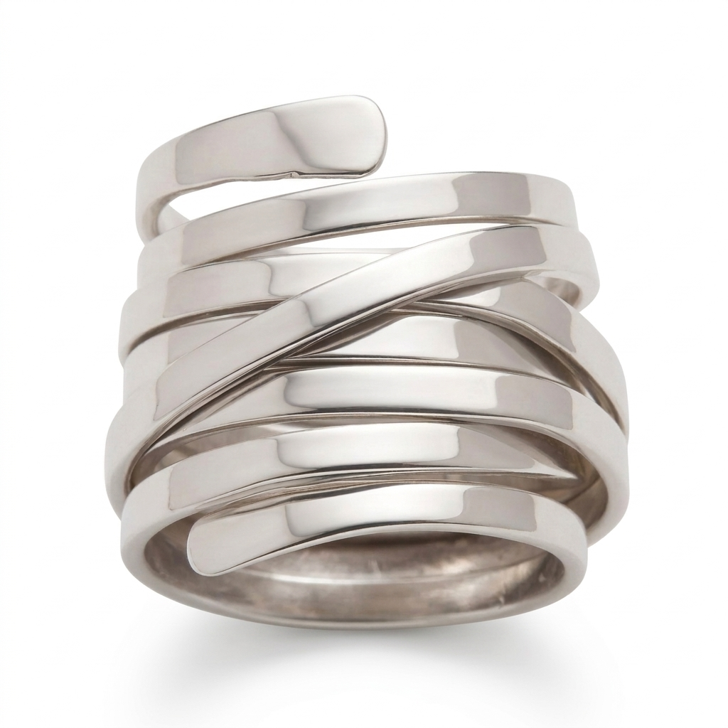 Silver-Tone Multi-Layer Wrap Ring