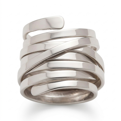 Silver-Tone Multi-Layer Wrap Ring