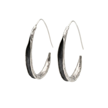 Silver-Tone Oval Hoop Earrings