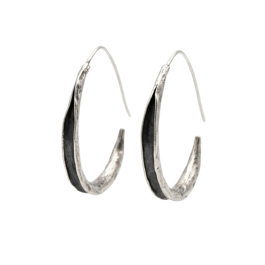 Silver-Tone Oval Hoop Earrings