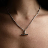 Silver-Tone T-Bar Skinny Curb Chain Necklace