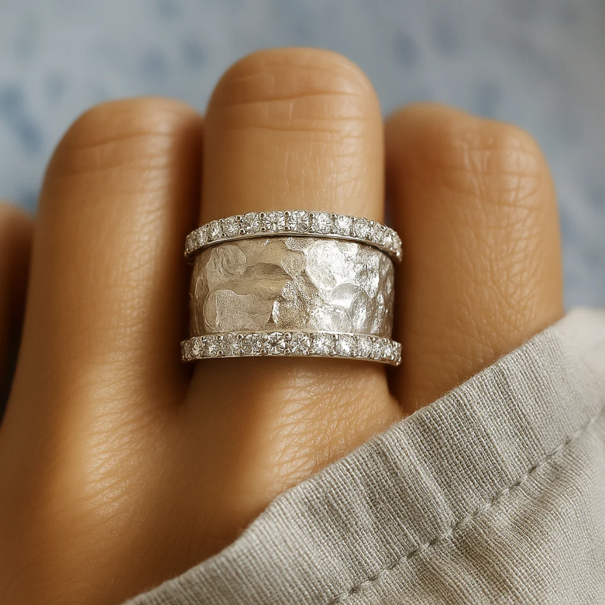 Cubic Zirconia Wide Band Ring