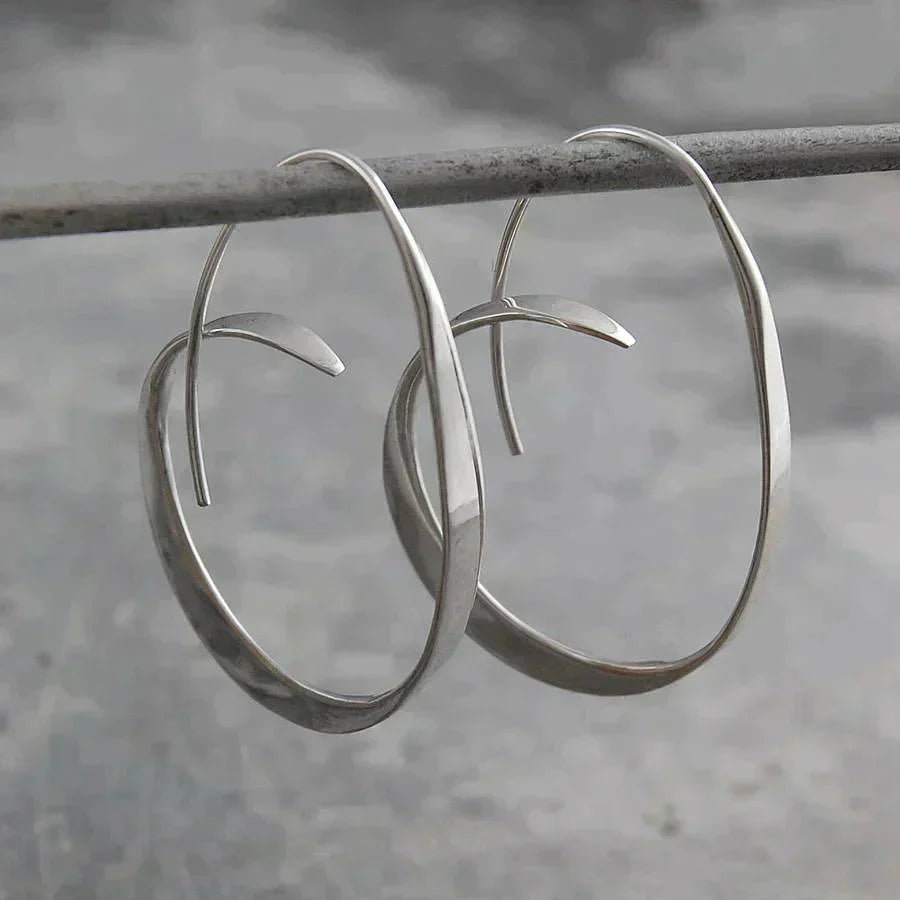Silver-Tone Spiral Hoop Earrings