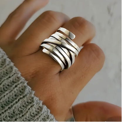 Silver-Tone Multi-Layer Wrap Ring