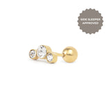Triple Clear Cubic Zirconia Ball Back Stud Earring