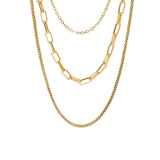Triple Layered Gold-Tone Chain Necklace