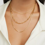 Triple Layered Gold-Tone Chain Necklace