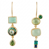 Vintage Style Asymmetrical Multi-Stone Green Drop Earrings