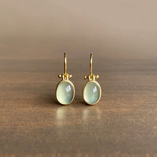 Vintage Style Green Moonstone Drop Earrings
