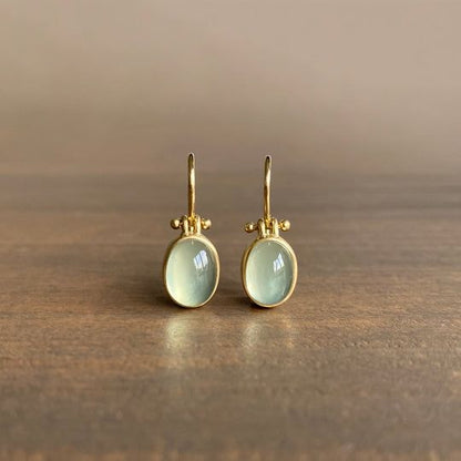 Vintage Style Green Moonstone Drop Earrings